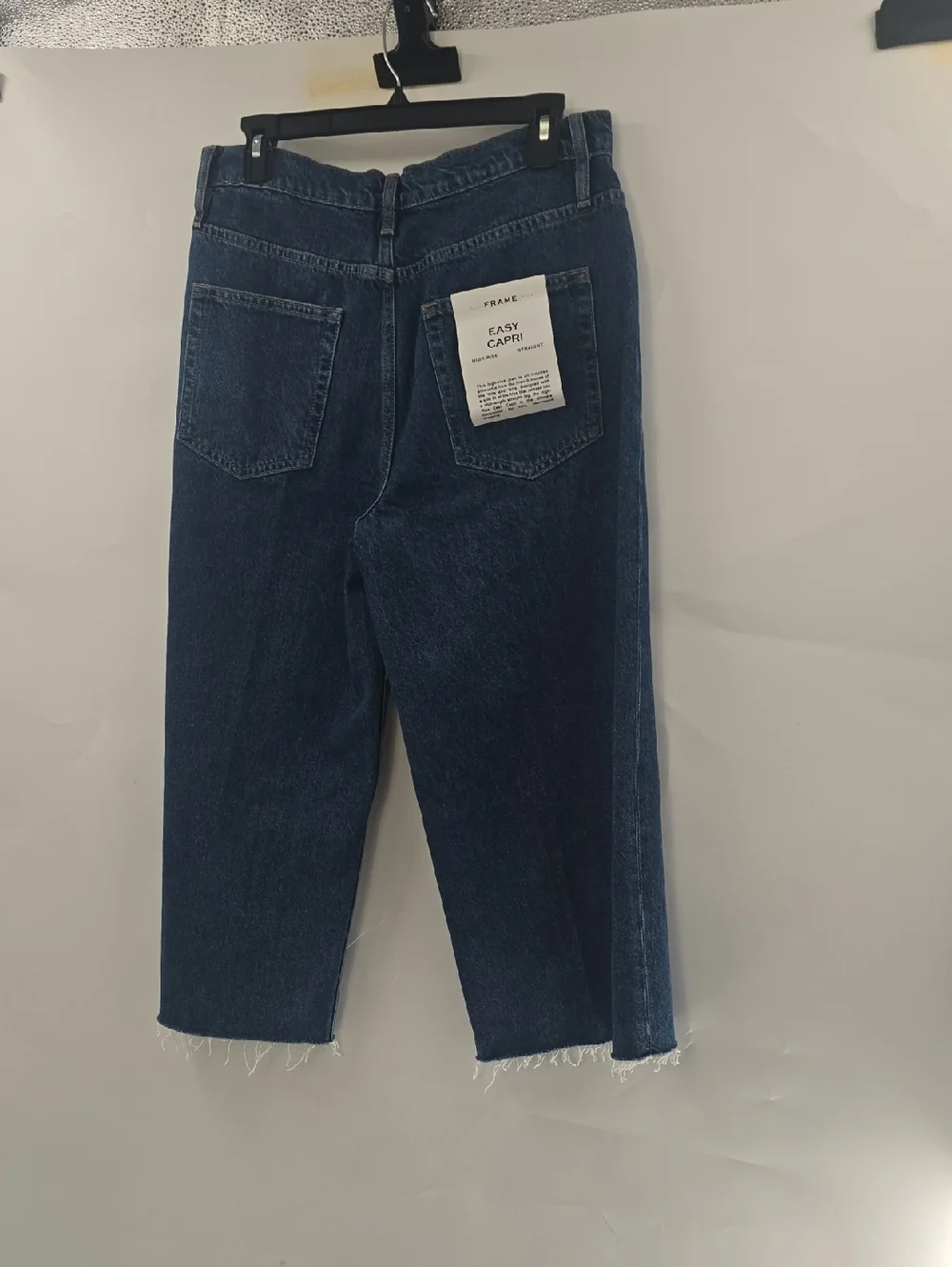 Frame Easy Capri Denim Dark Blue‎ High-Rise Wide Crop Jeans